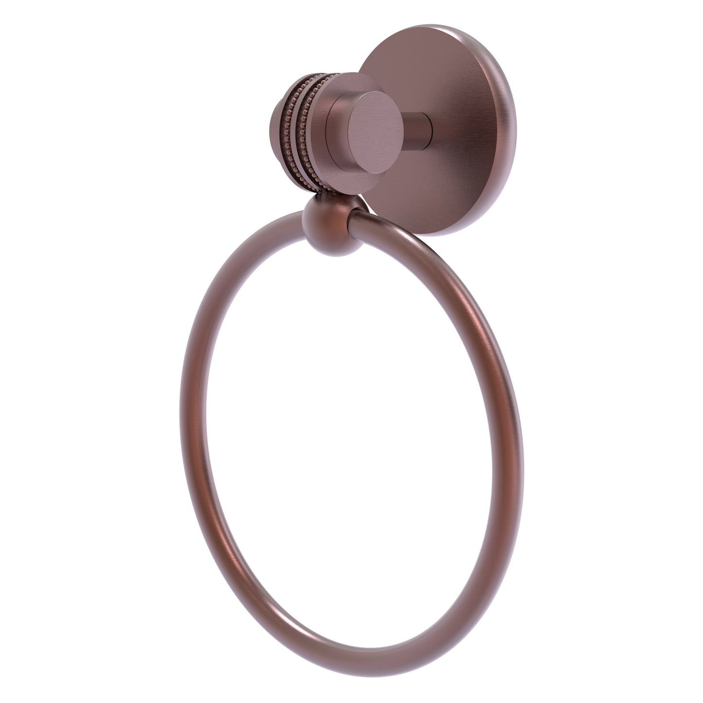 Allied Brass Satellite Orbit Two 6" x 3.5" Antique Copper Solid Brass Towel Ring With Dotted Accent