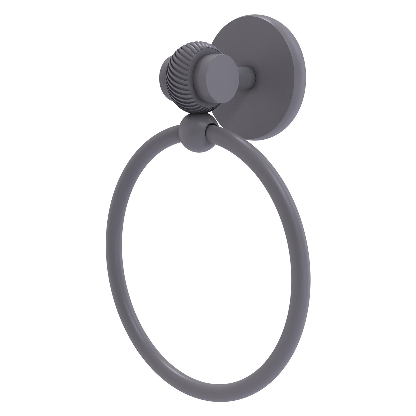 Allied Brass Satellite Orbit Two 6" x 3.5" Matte Gray Solid Brass Towel Ring With Twist Accent