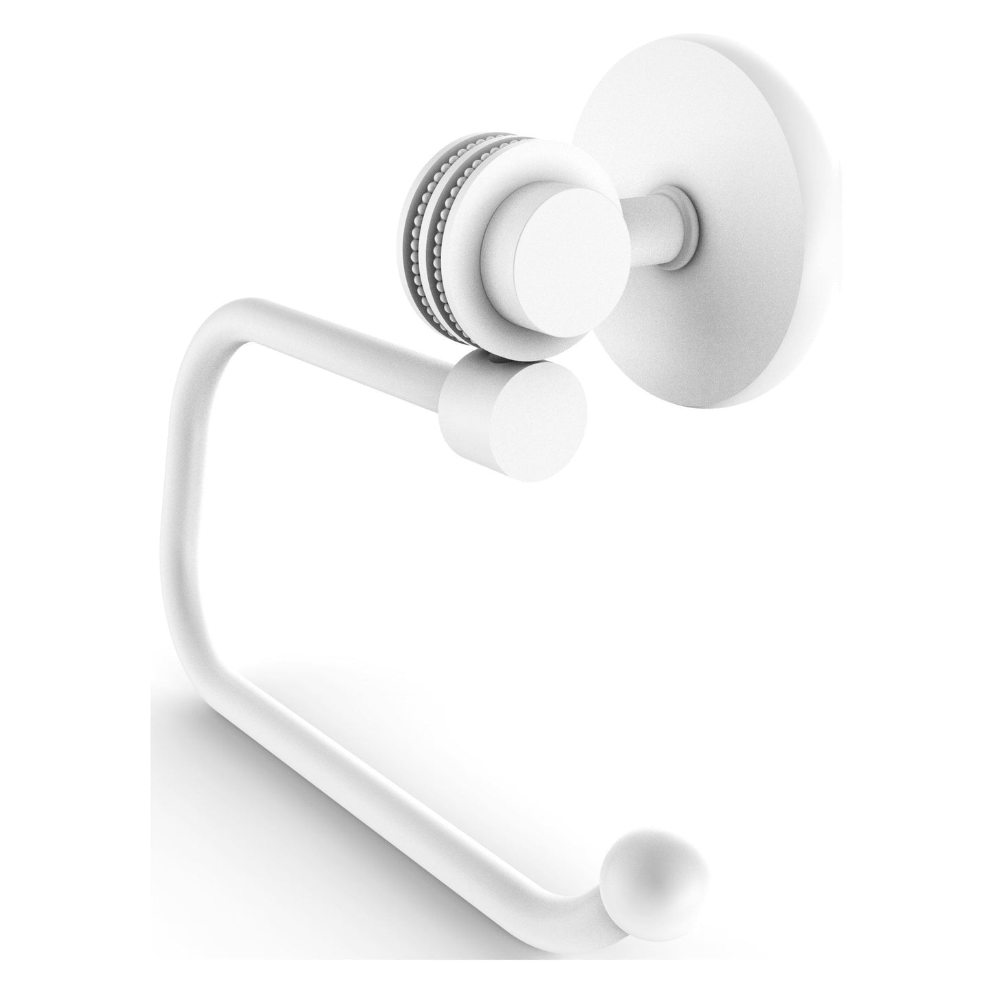 Allied Brass Satellite Orbit Two 7" x 2.6" Matte White Solid Brass Euro-Style Toilet Tissue Holder With Dotted Accents