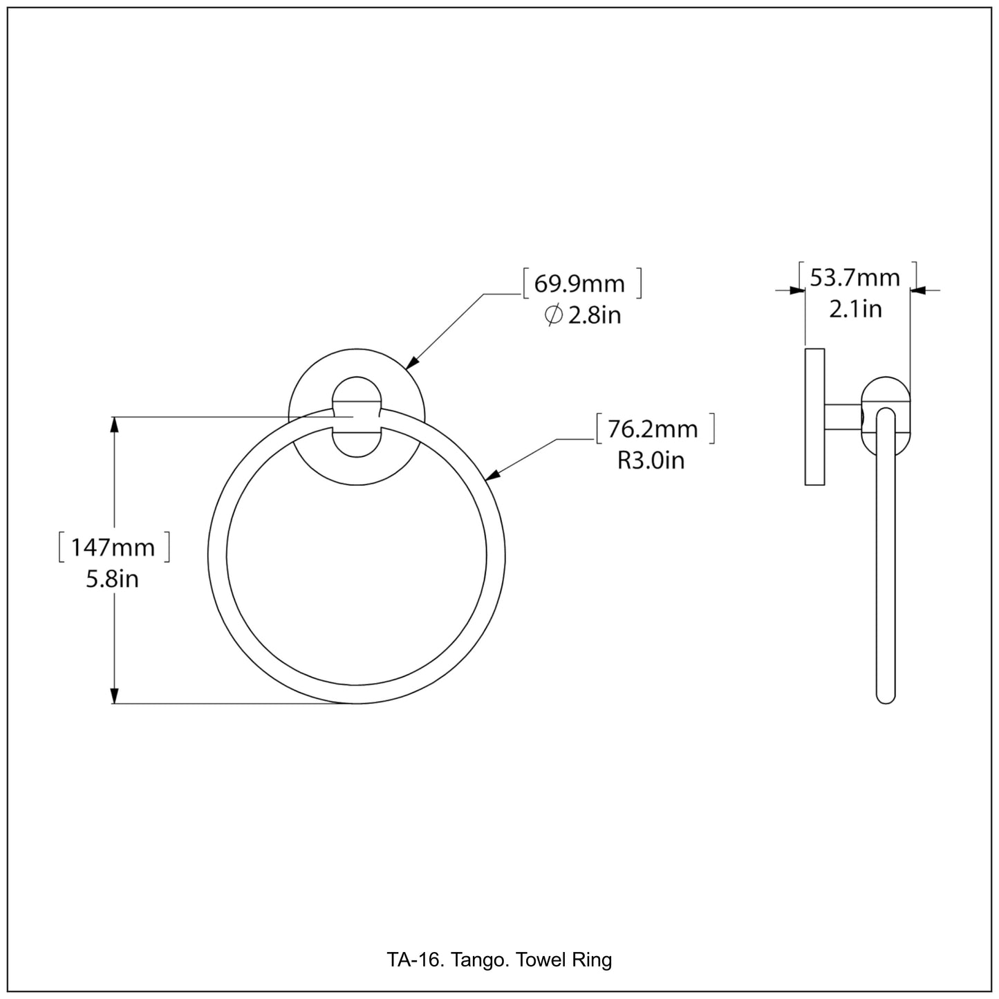 Allied Brass TA-16-ORB Tango Oil Rubbed Bronze Towel Ring
