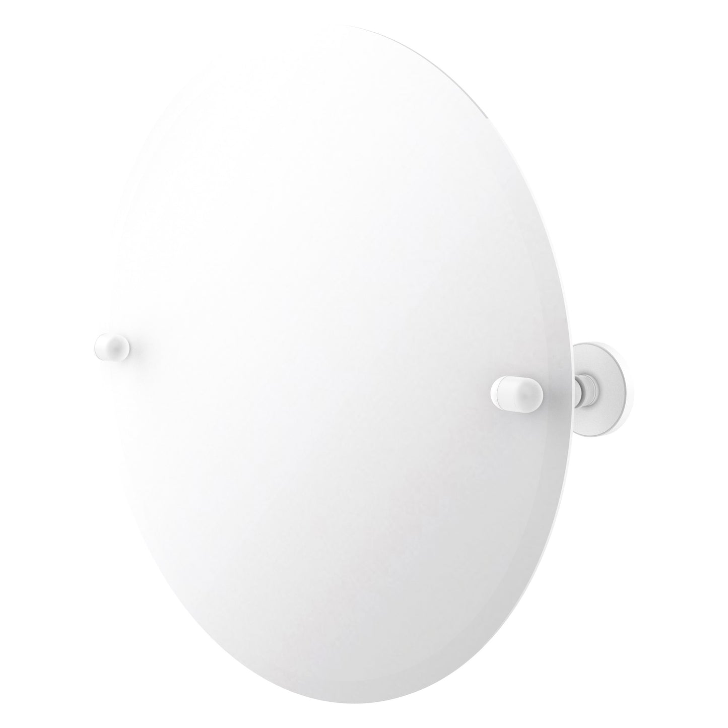 Allied Brass TA-90-WHM Tango Matte White Round Frameless Tilt Wall Mirror With Beveled Edge