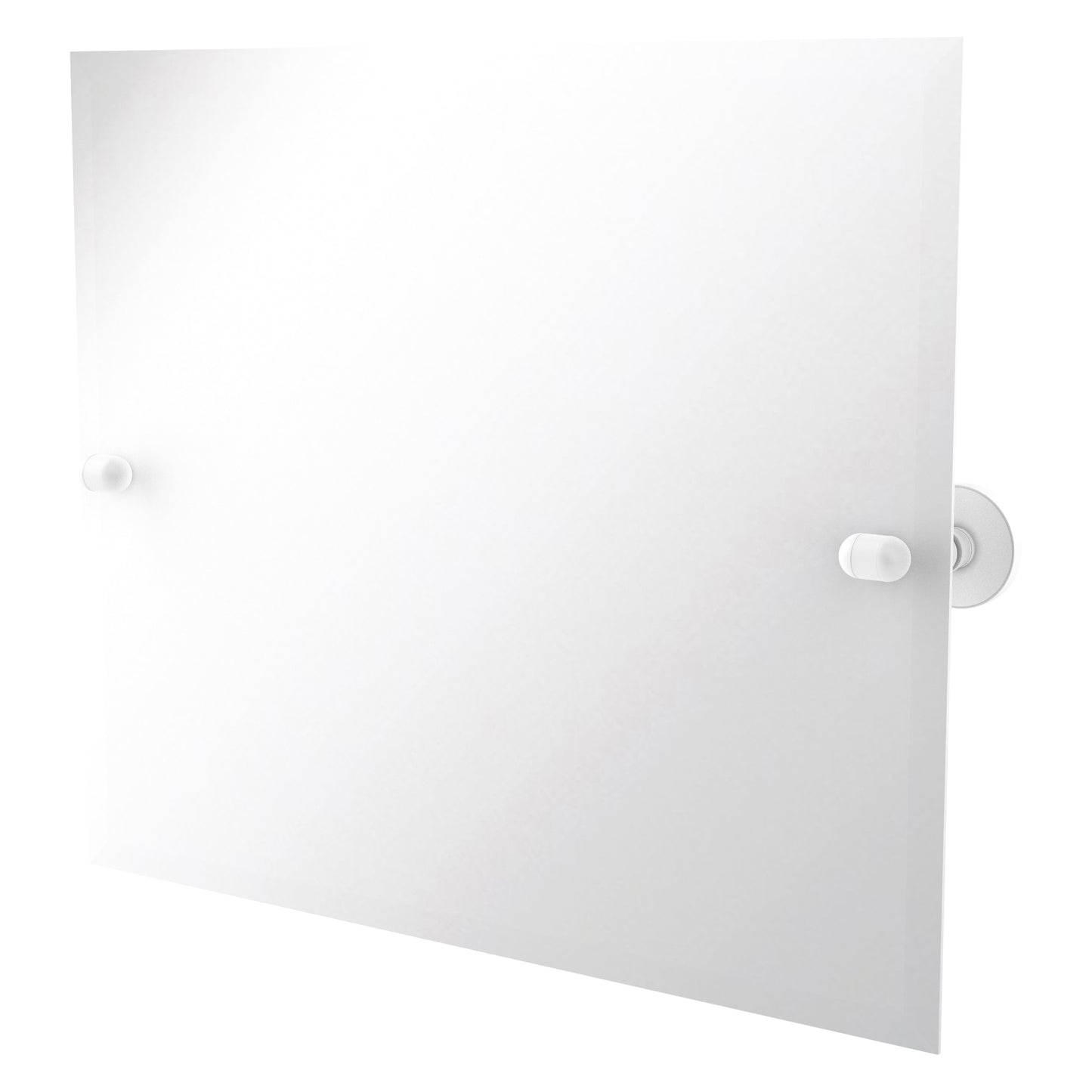 Allied Brass TA-93-WHM Tango Matte White Rectangular Landscape Frameless Tilt Wall Mirror With Beveled Edge