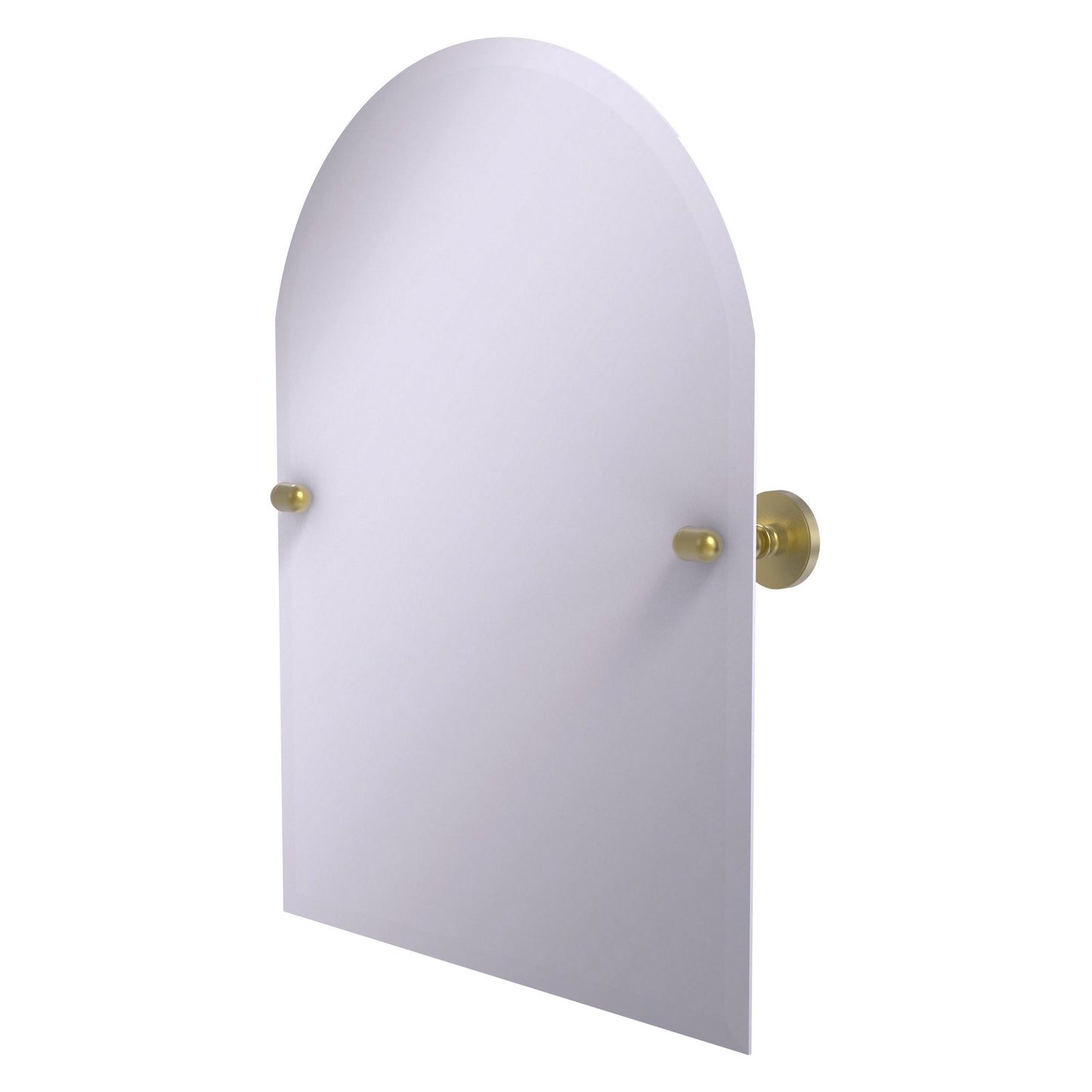 Allied Brass TA-94-SBR Tango Satin Brass Arched Top Tilt Wall Mirror With Beveled Edge
