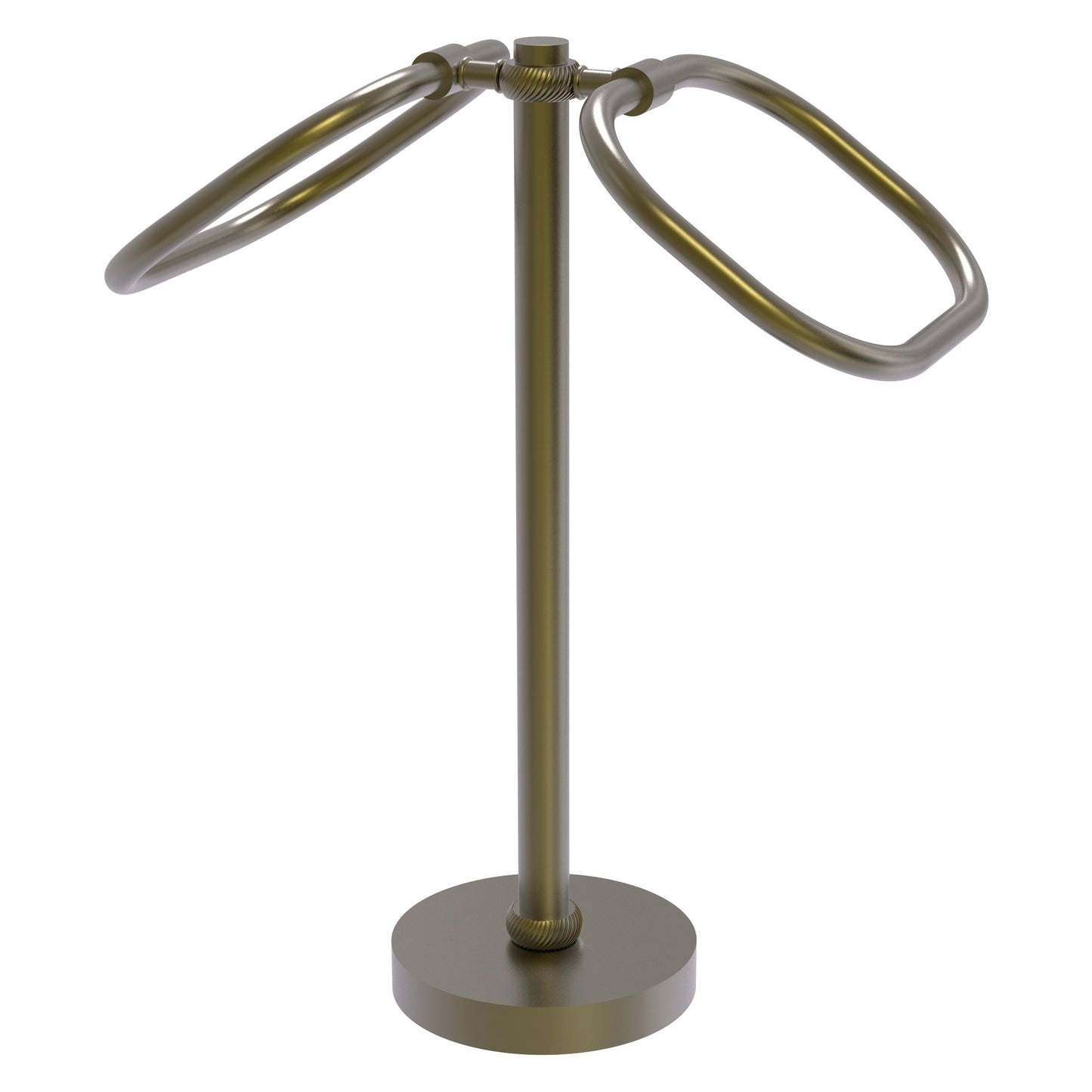 Allied Brass TB-20T-ABR 2-Ring Antique Brass Oval Guest Towel Holder