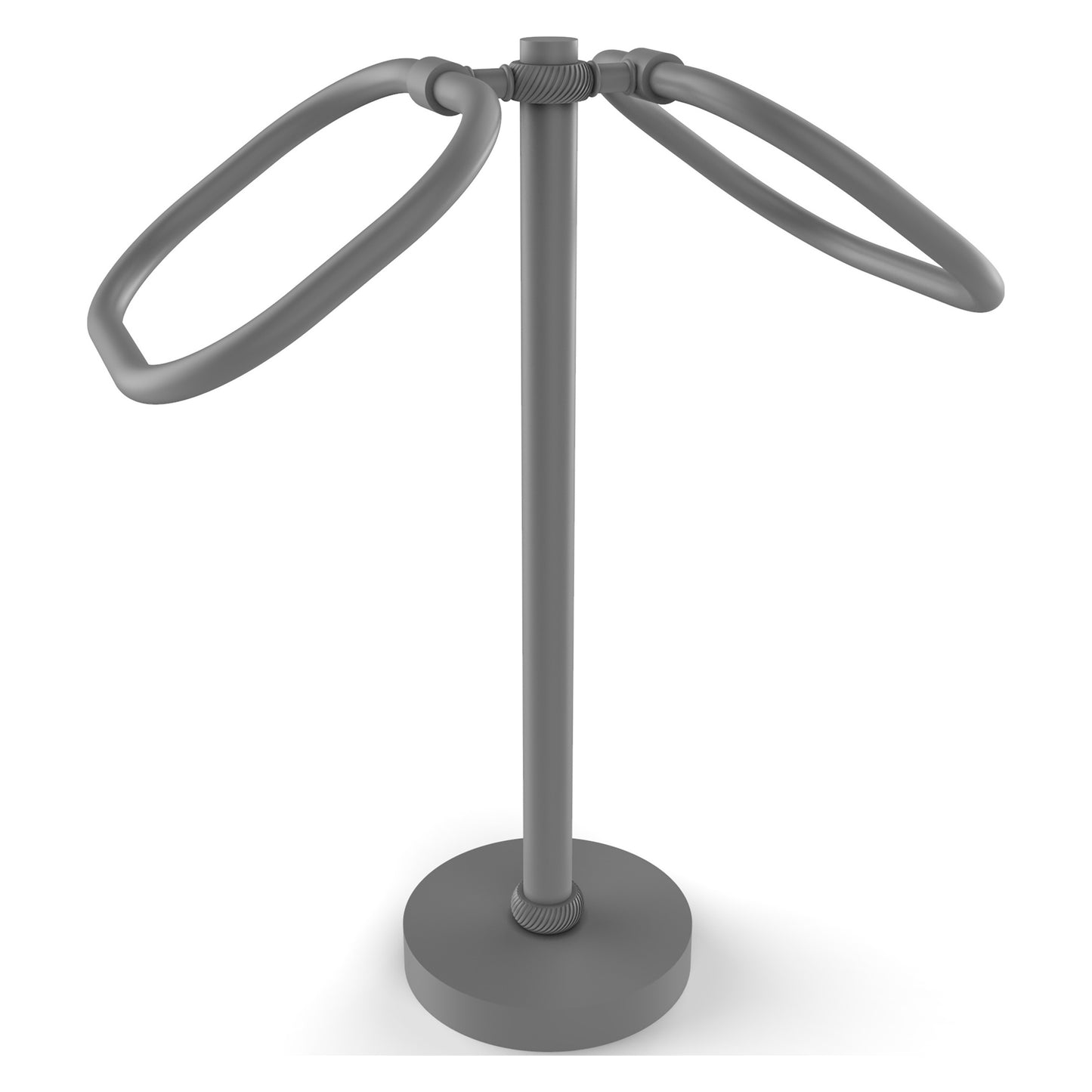 Allied Brass TB-20T-GYM 2-Ring Matte Gray Oval Guest Towel Holder