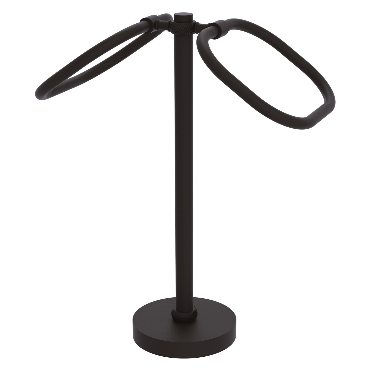 Allied Brass TB-20T-ORB 2-Ring Oil Rubbed Bronze Oval Guest Towel Holder