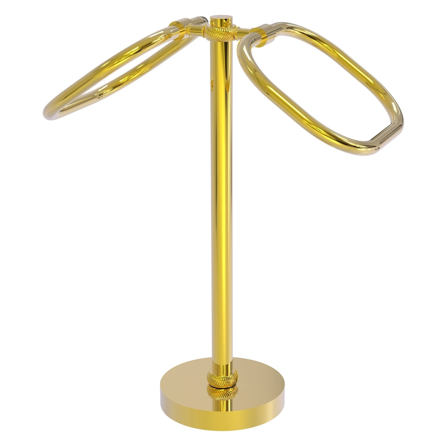Allied Brass TB-20T-PB 2-Ring Polished Brass Oval Guest Towel Holder