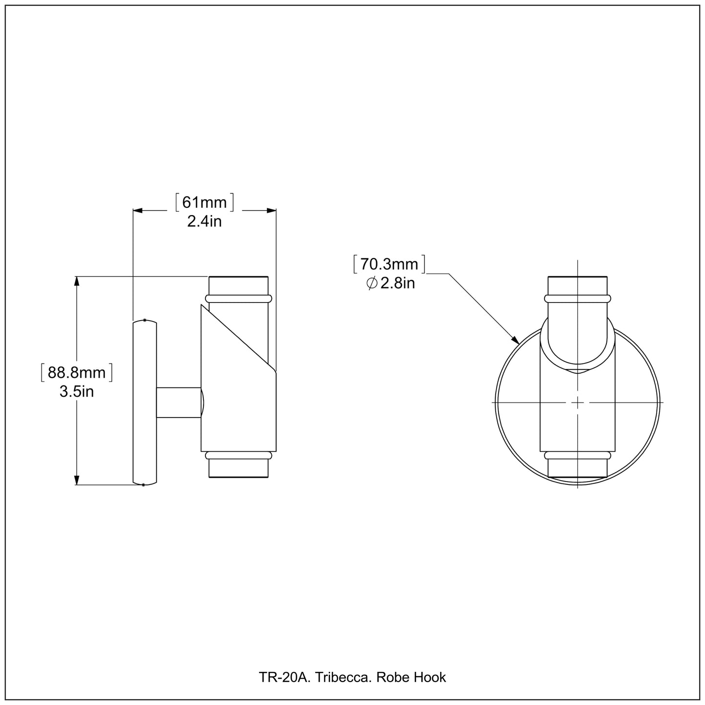 Allied Brass TR-20A-GYM Tribecca Matte Gray Robe Hook