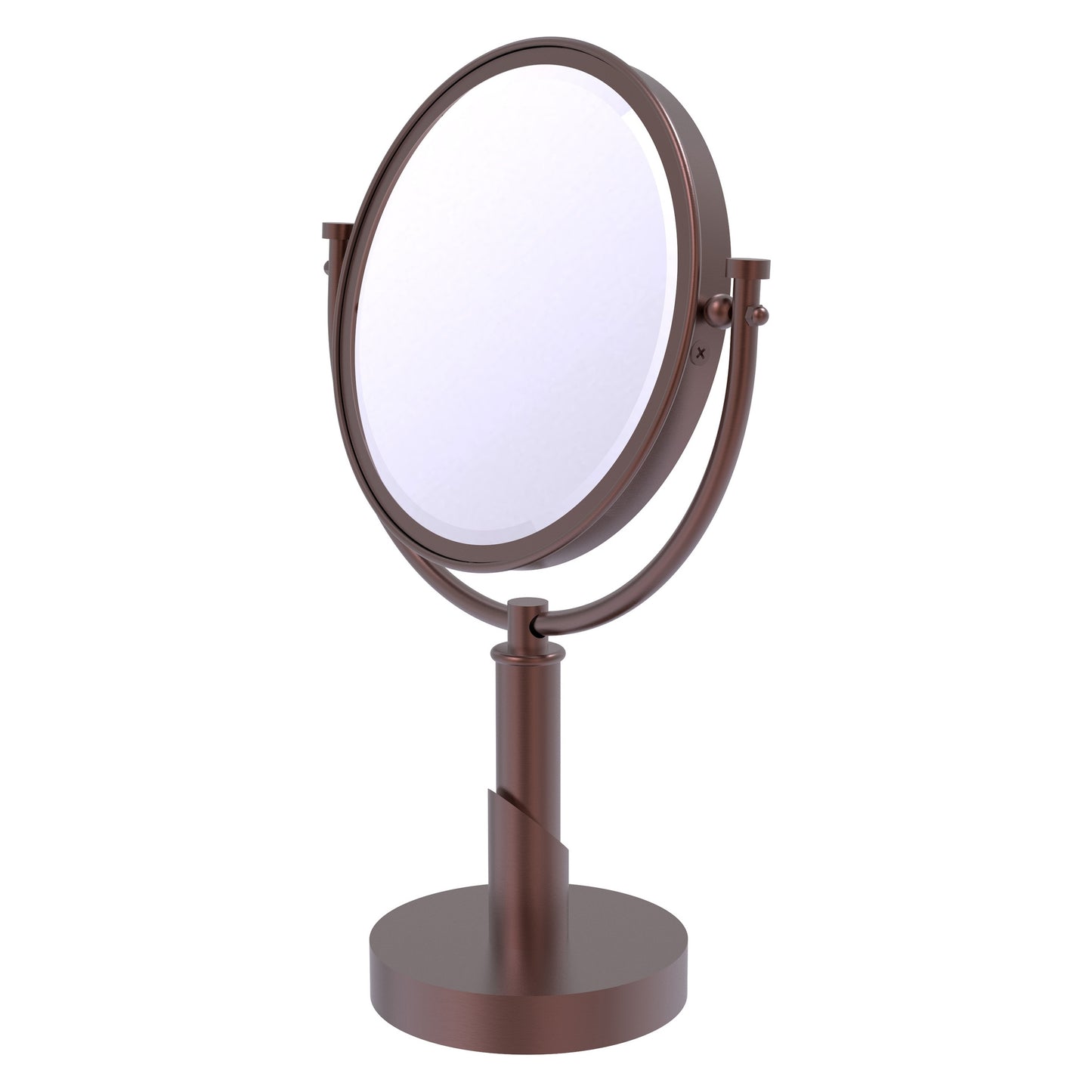 Allied Brass TR-4/2X-CA Tribecca 8" Antique Copper Vanity Top Make-Up Mirror With 2X Magnification