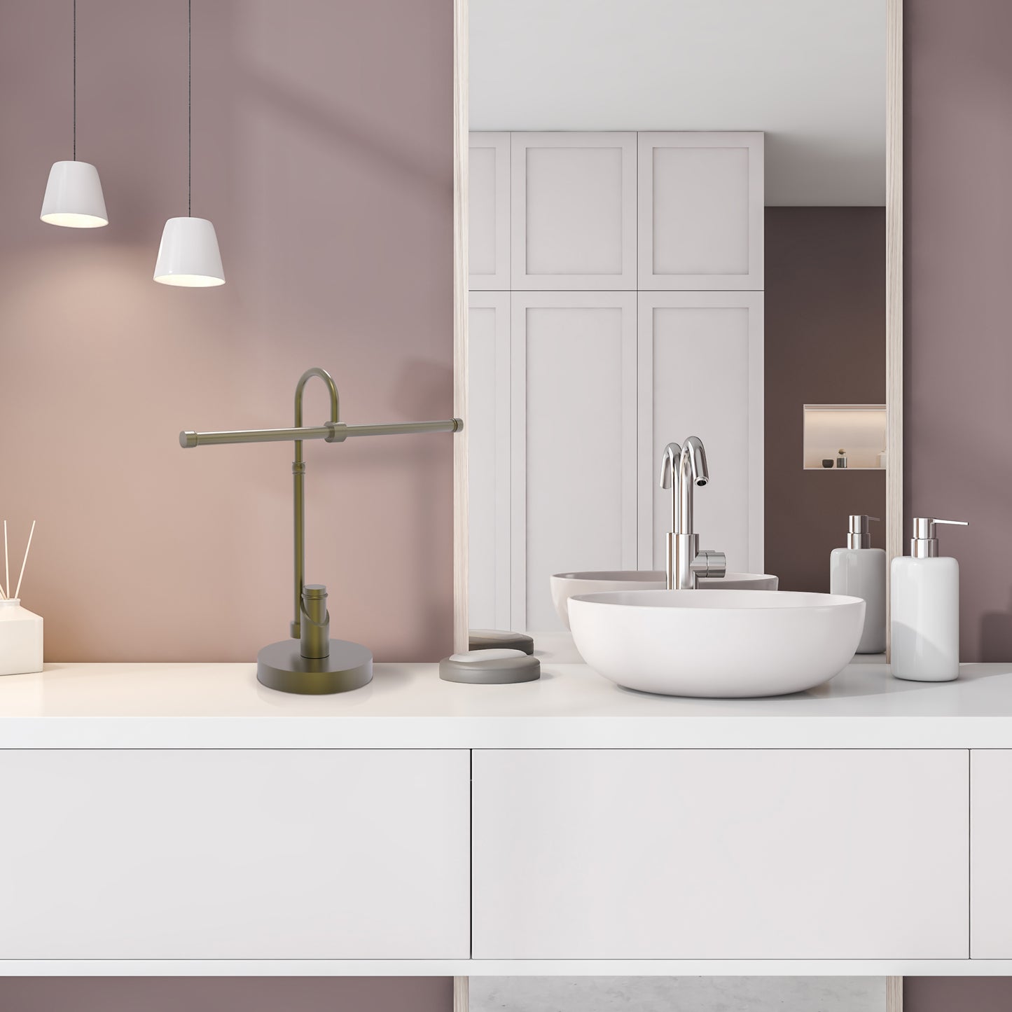 Allied Brass TR-52-ABR Tribecca 2-Arm Antique Brass Guest Towel Holder