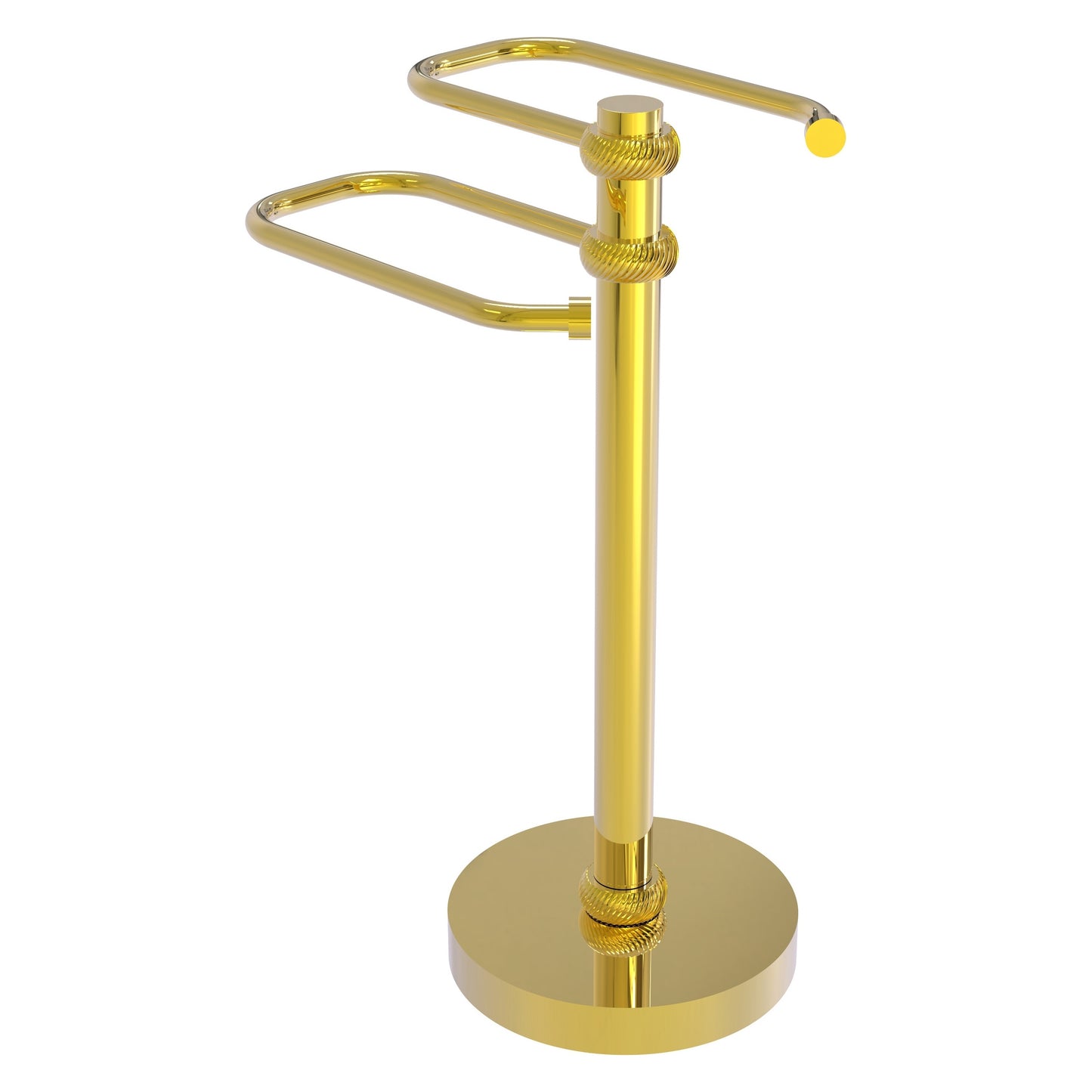 Allied Brass TS-15T-PB 2-Arm Polished Brass Freestanding Guest Towel Holder