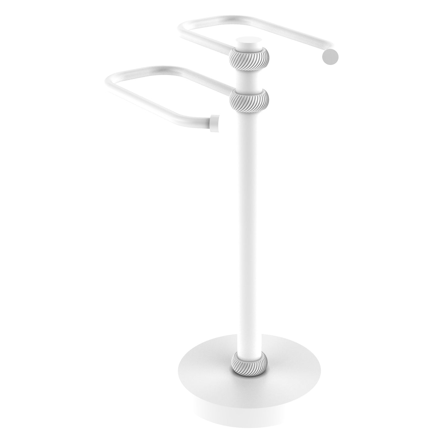Allied Brass TS-15T-WHM 2-Arm Matte White Freestanding Guest Towel Holder