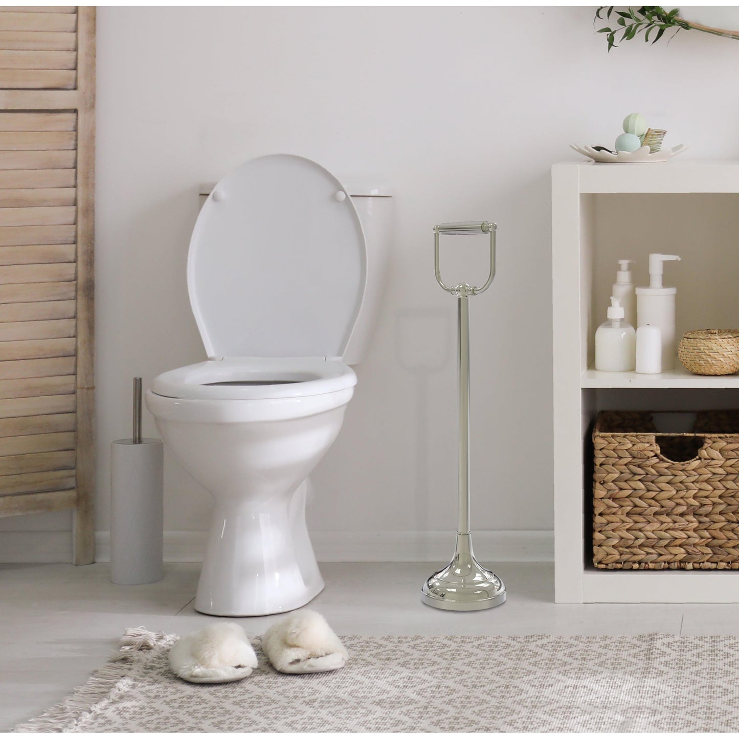 Allied Brass TS-24-PNI Polished Nickel Freestanding Toilet Tissue Holder