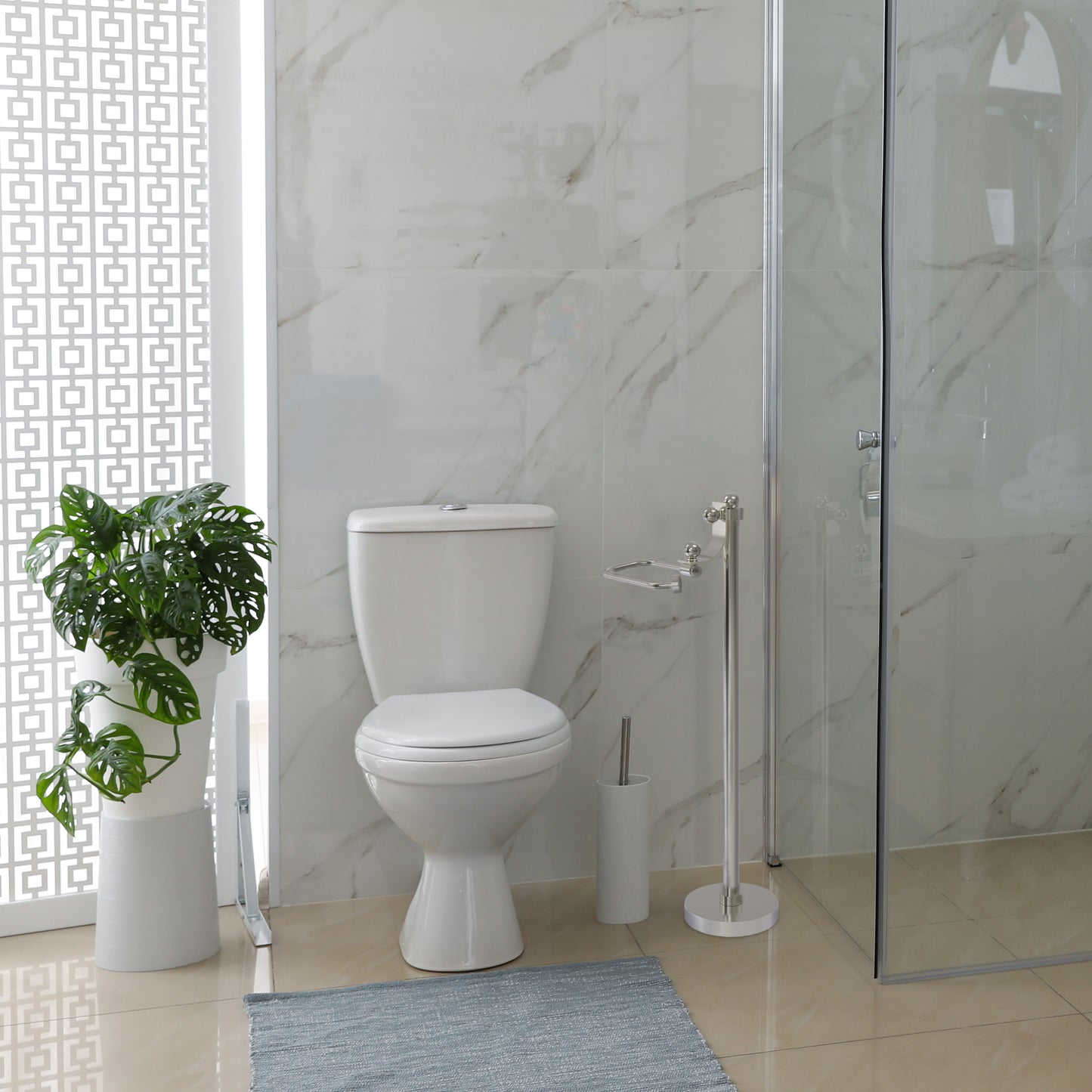 Allied Brass TS-27-SN Satin Nickel European Style Freestanding Toilet Tissue Holder