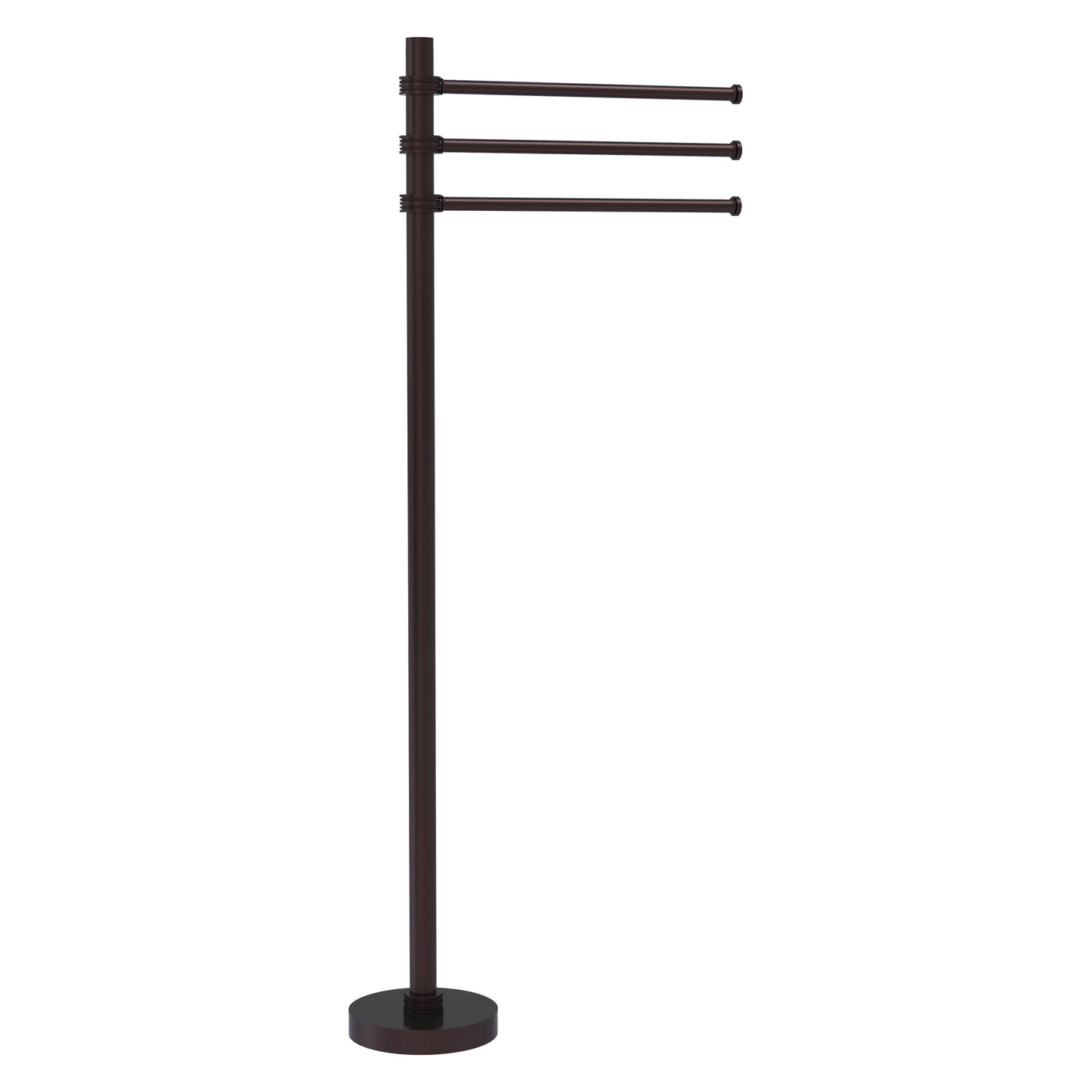 Allied Brass TS-45D-ABZ 39" Antique Bronze Freestanding Towel Holder With 3 Pivoting 12 Inch Arms