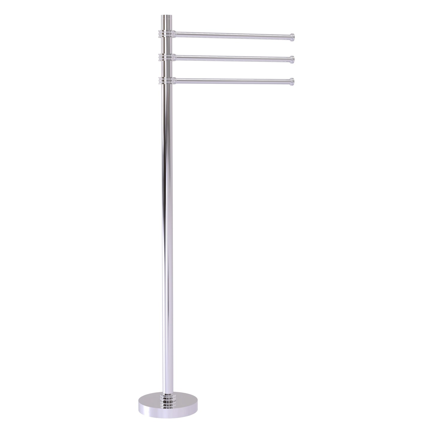 Allied Brass TS-45D-PC 39" Polished Chrome Freestanding Towel Holder With 3 Pivoting 12 Inch Arms