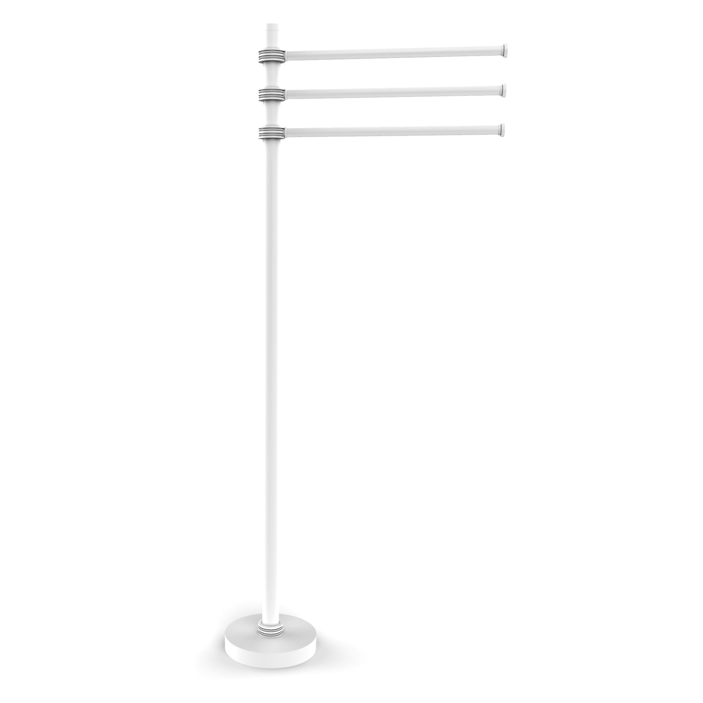 Allied Brass TS-45D-WHM 39" Matte White Freestanding Towel Holder With 3 Pivoting 12 Inch Arms