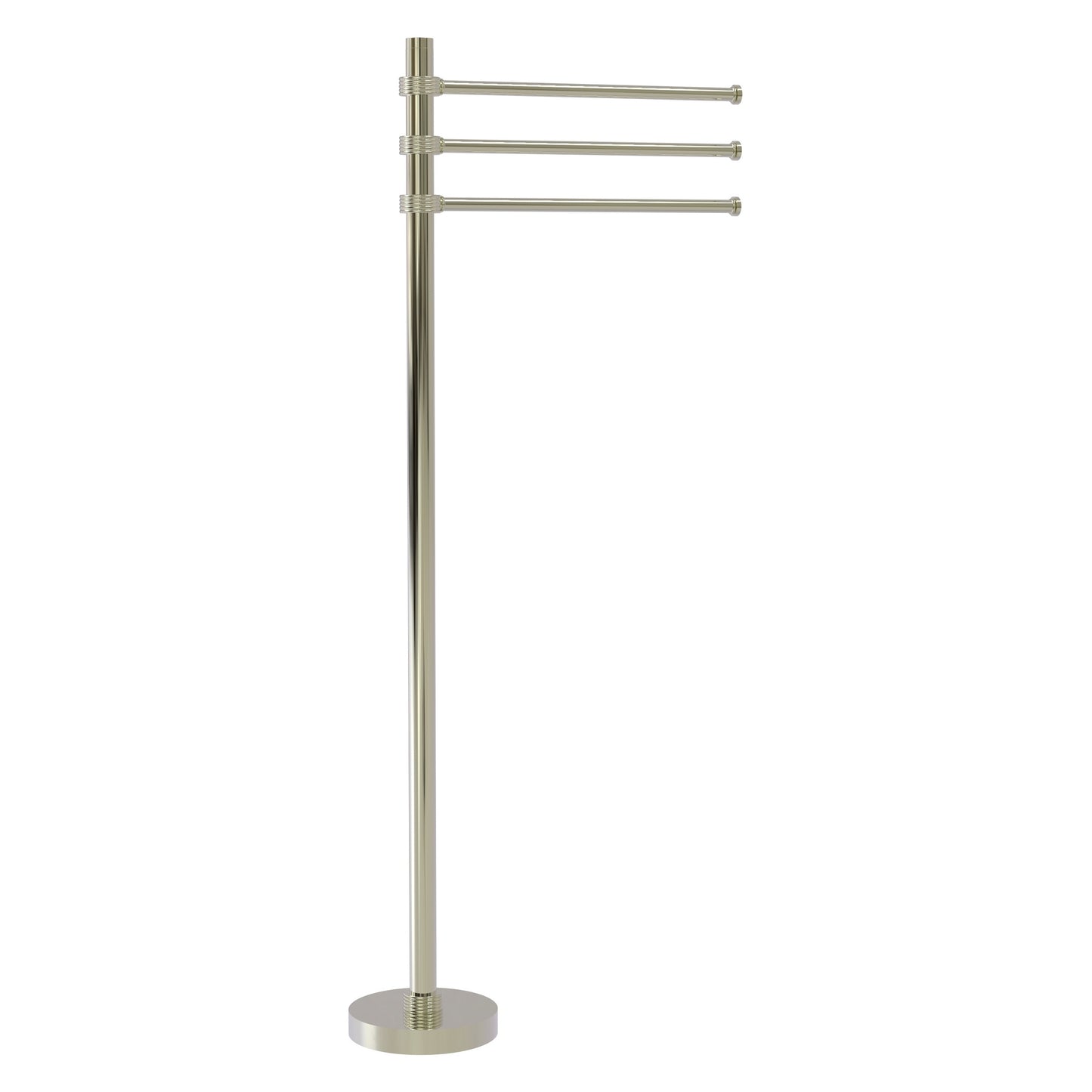 Allied Brass TS-45G-PNI 39" Polished Nickel Freestanding Towel Holder With 3 Pivoting 12 Inch Arms