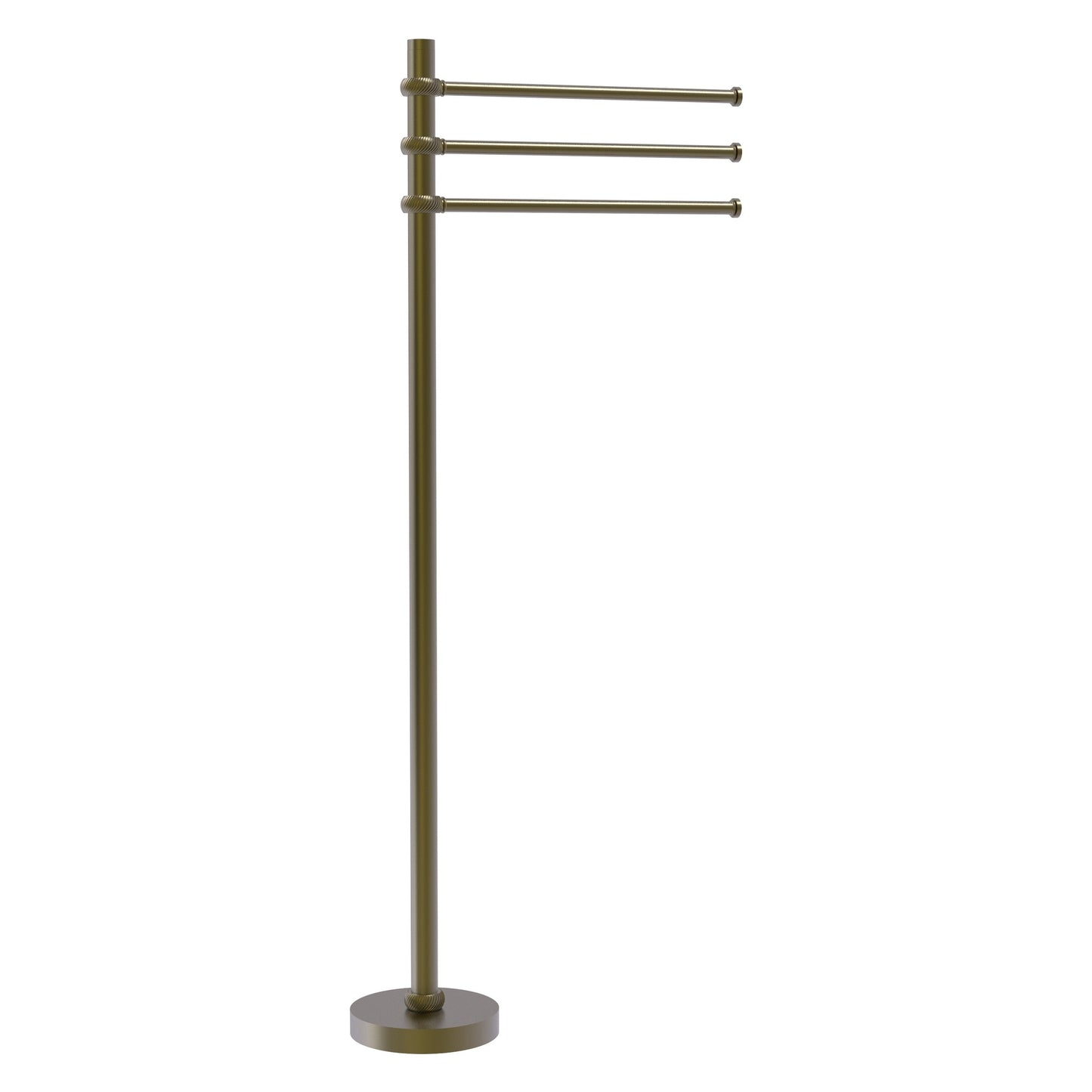 Allied Brass TS-45T-ABR 39" Antique Brass Freestanding Towel Holder With 3 Pivoting 12 Inch Arms