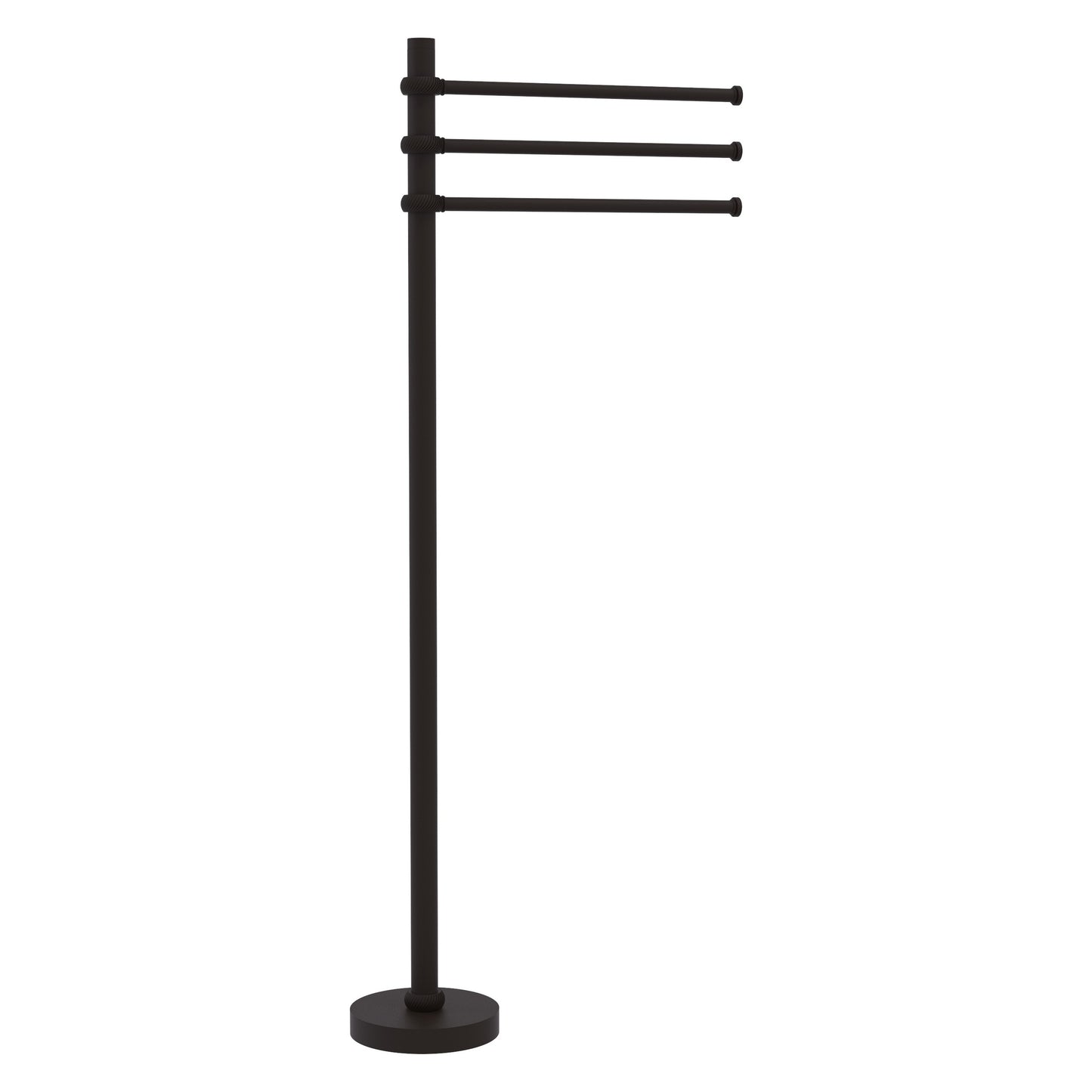 Allied Brass TS-45T-ORB 39" Oil Rubbed Bronze Freestanding Towel Holder With 3 Pivoting 12 Inch Arms