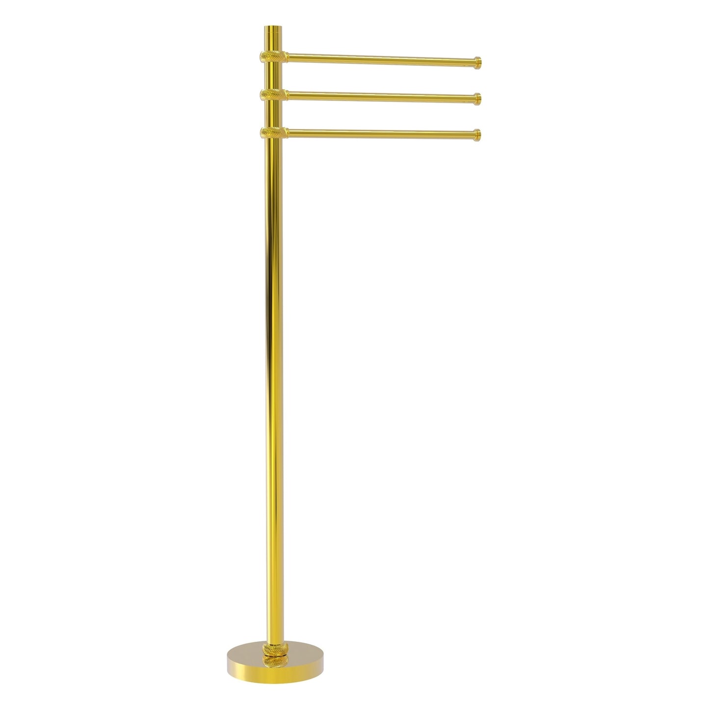 Allied Brass TS-45T-PB 39" Polished Brass Freestanding Towel Holder With 3 Pivoting 12 Inch Arms