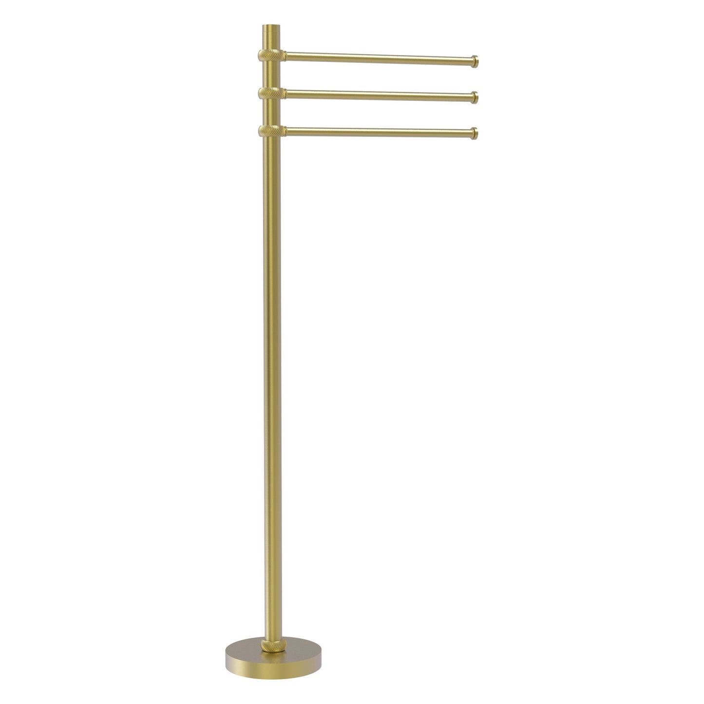 Allied Brass TS-45T-SBR 39" Satin Brass Freestanding Towel Holder With 3 Pivoting 12 Inch Arms