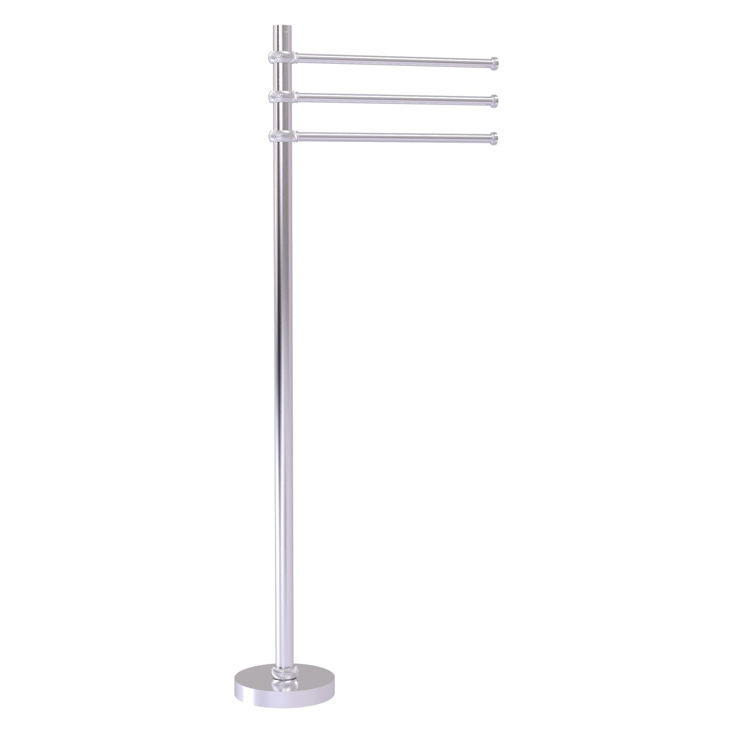 Allied Brass TS-45T-SCH 39" Satin Chrome Freestanding Towel Holder With 3 Pivoting 12 Inch Arms