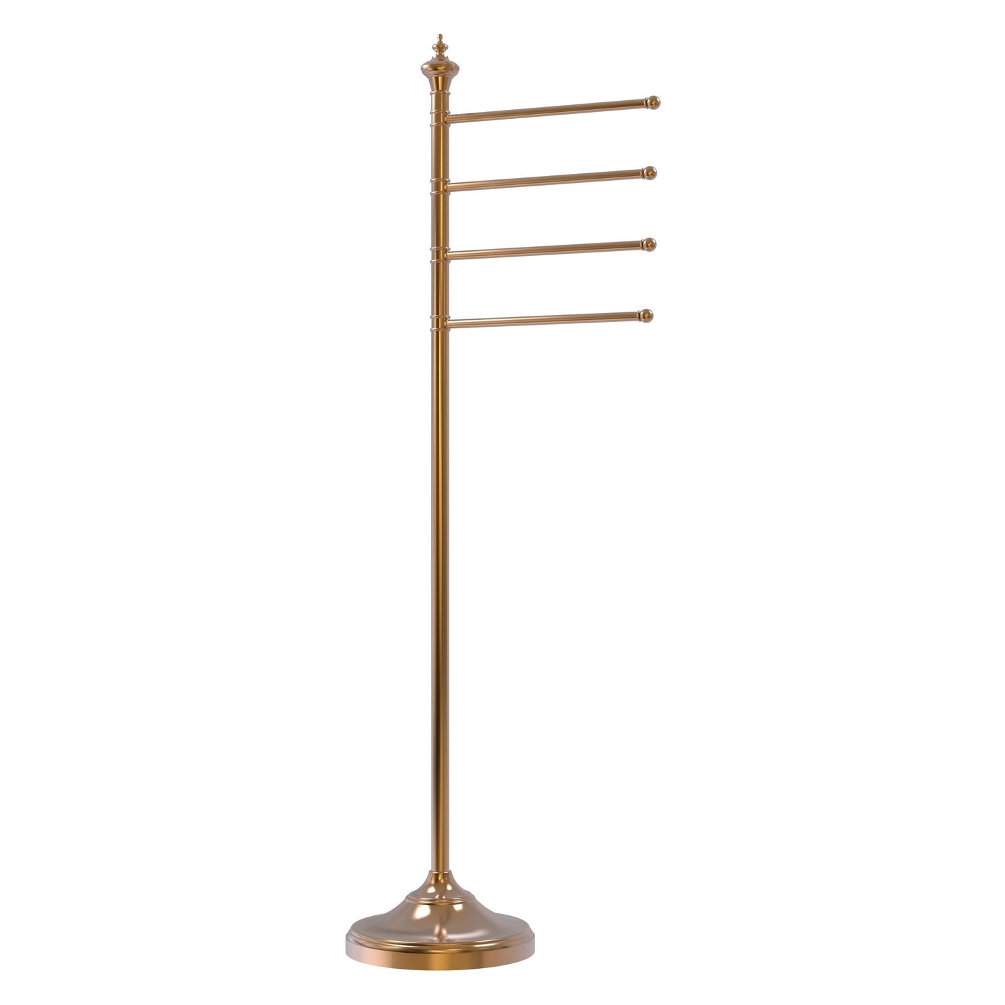 Allied Brass TS-4L-BBR Brushed Bronze Floor Standing Towel Holder With 4 Pivoting Swing Arms