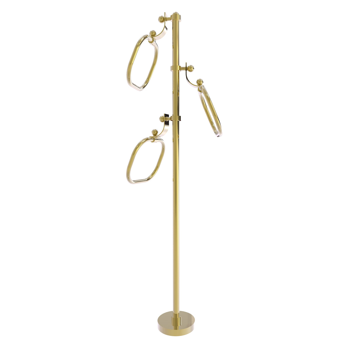 Allied Brass TS-83-UNL 49" Unlacquered Brass Smooth Free Standing Floor Bath Towel Holder Stand
