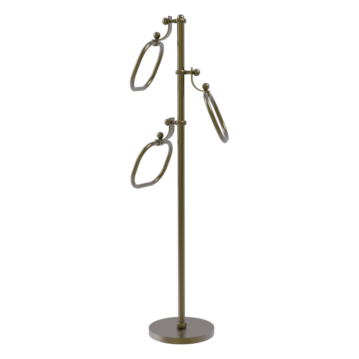 Allied Brass TS-83T-ABR 49" Antique Brass Twisted Free Standing Floor Bath Towel Holder Stand