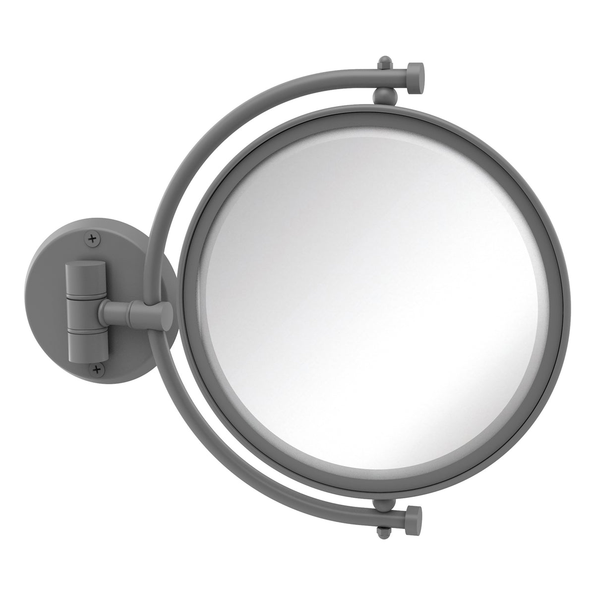 Allied Brass WM-4/3X-GYM 8" Matte Gray Wall-Mounted Make-Up Mirror With 3X Magnification