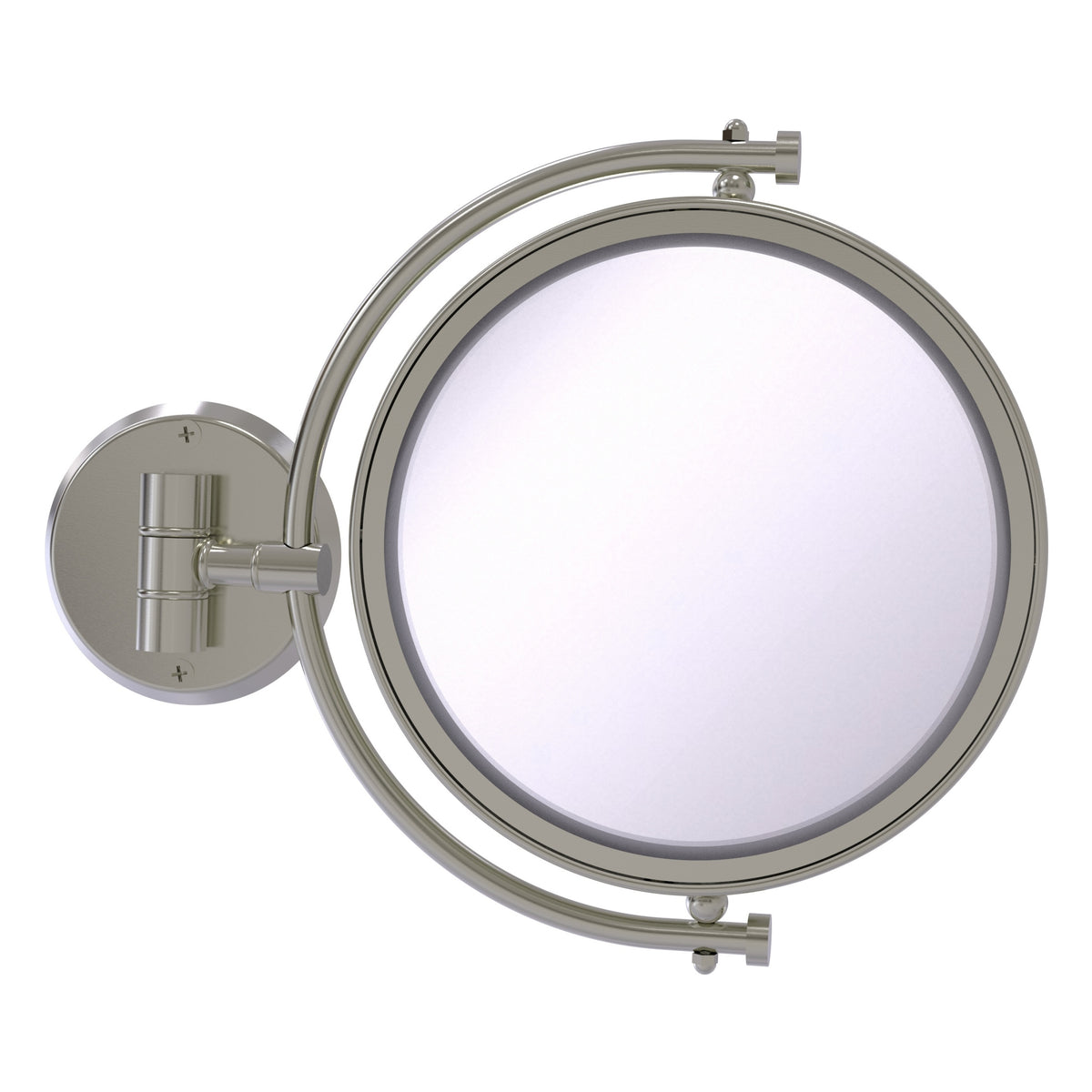 Allied Brass WM-4/3X-SN 8" Satin Nickel Wall-Mounted Make-Up Mirror With 3X Magnification