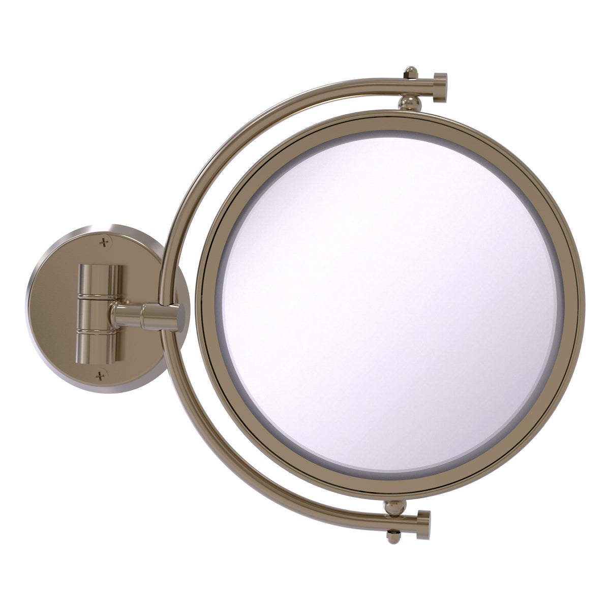 Allied Brass WM-4/4X-PEW 8" Antique Pewter Wall-Mounted Make-Up Mirror With 4X Magnification
