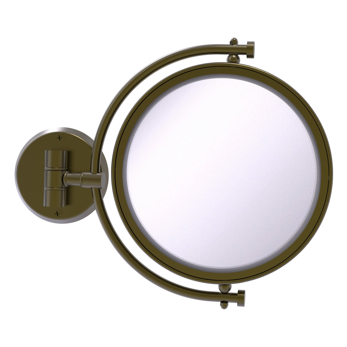 Allied Brass WM-4/5X-ABR 8" Antique Brass Wall-Mounted Make-Up Mirror With 5X Magnification