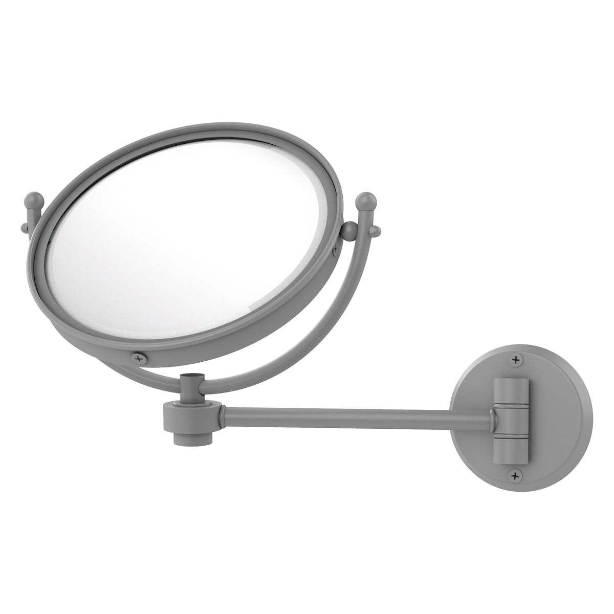 Allied Brass WM-5/2X-GYM 8" Matte Gray Wall-Mounted Make-Up Mirror With 2X Magnification