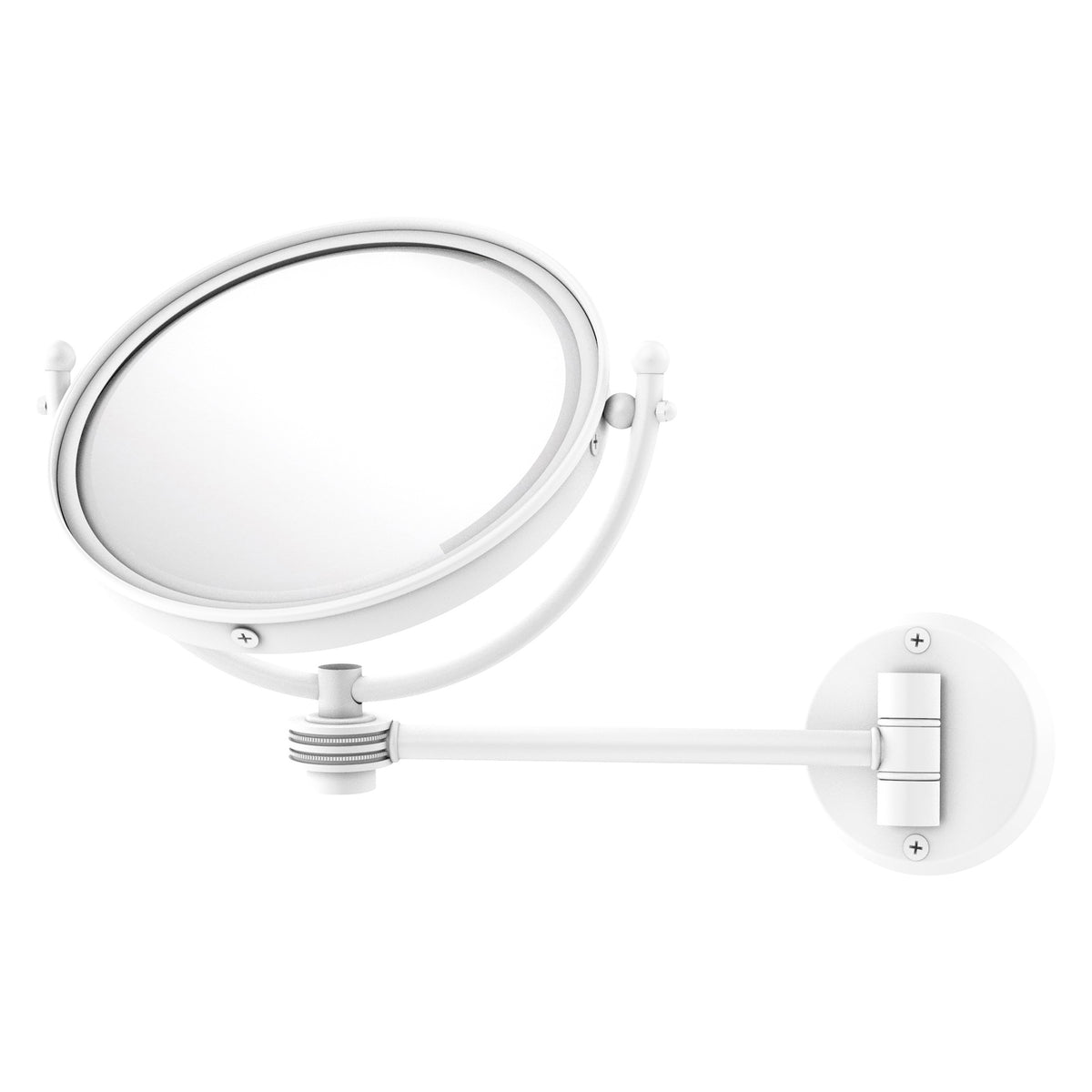 Allied Brass WM-5D/5X-WHM 8" Matte White Wall-Mounted Make-Up Mirror With 5X Magnification