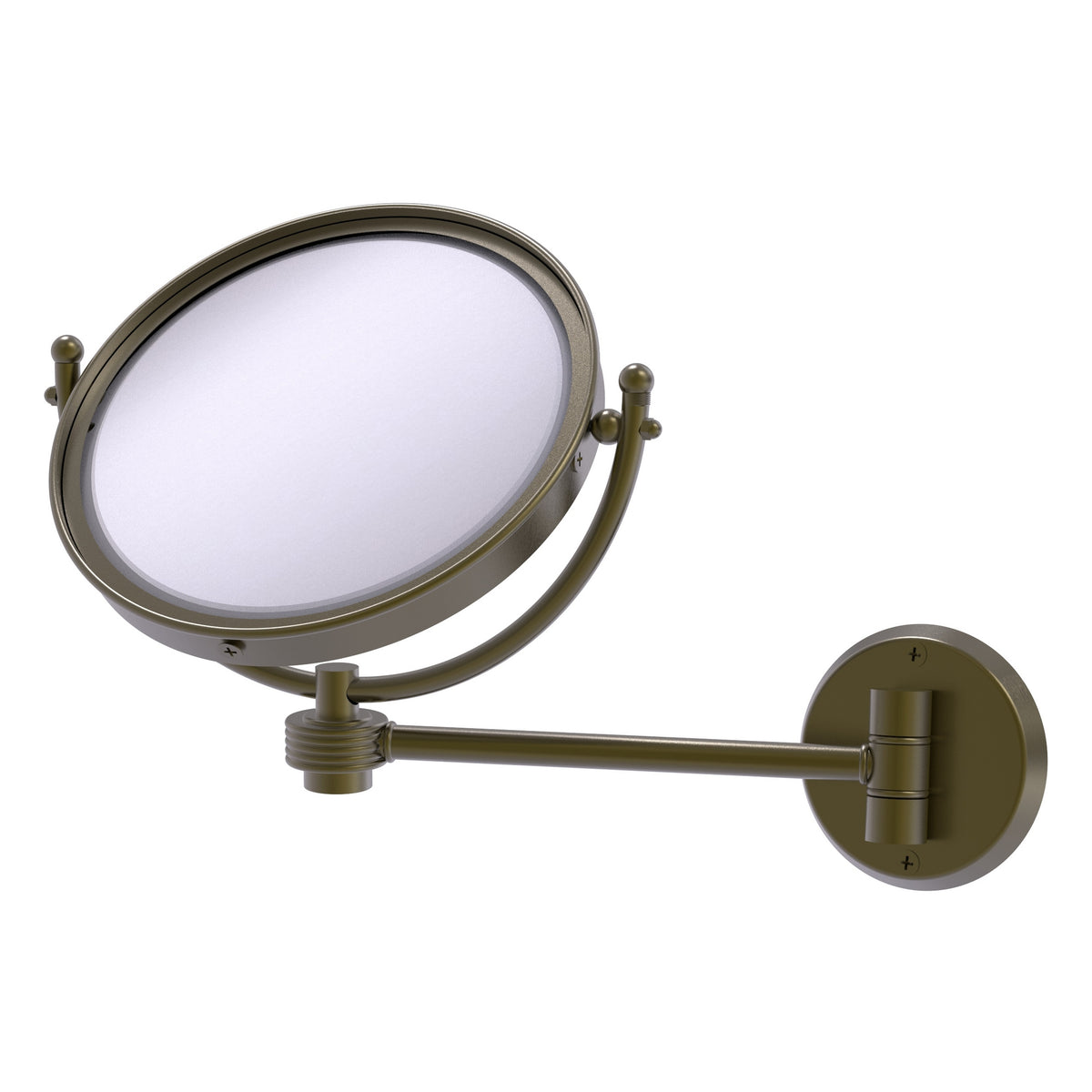 Allied Brass WM-5G/2X-ABR 8" Antique Brass Wall-Mounted Make-Up Mirror With 2X Magnification