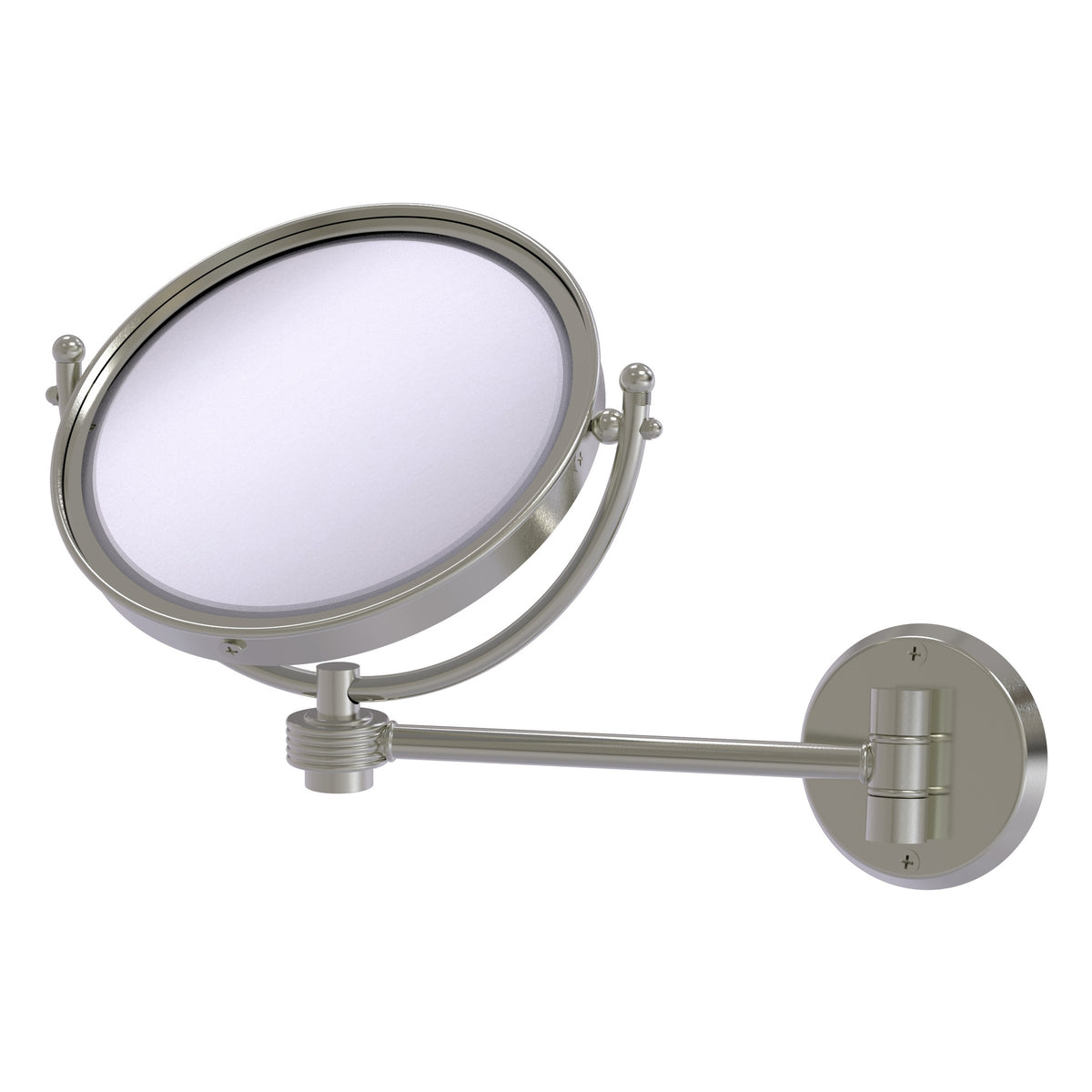 Allied Brass WM-5G/4X-SN 8" Satin Nickel Wall-Mounted Make-Up Mirror With 4X Magnification