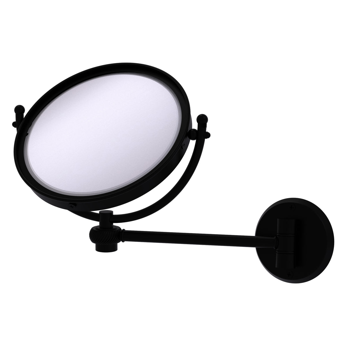 Allied Brass WM-5T/4X-BKM 8" Matte Black Wall-Mounted Make-Up Mirror With 4X Magnification