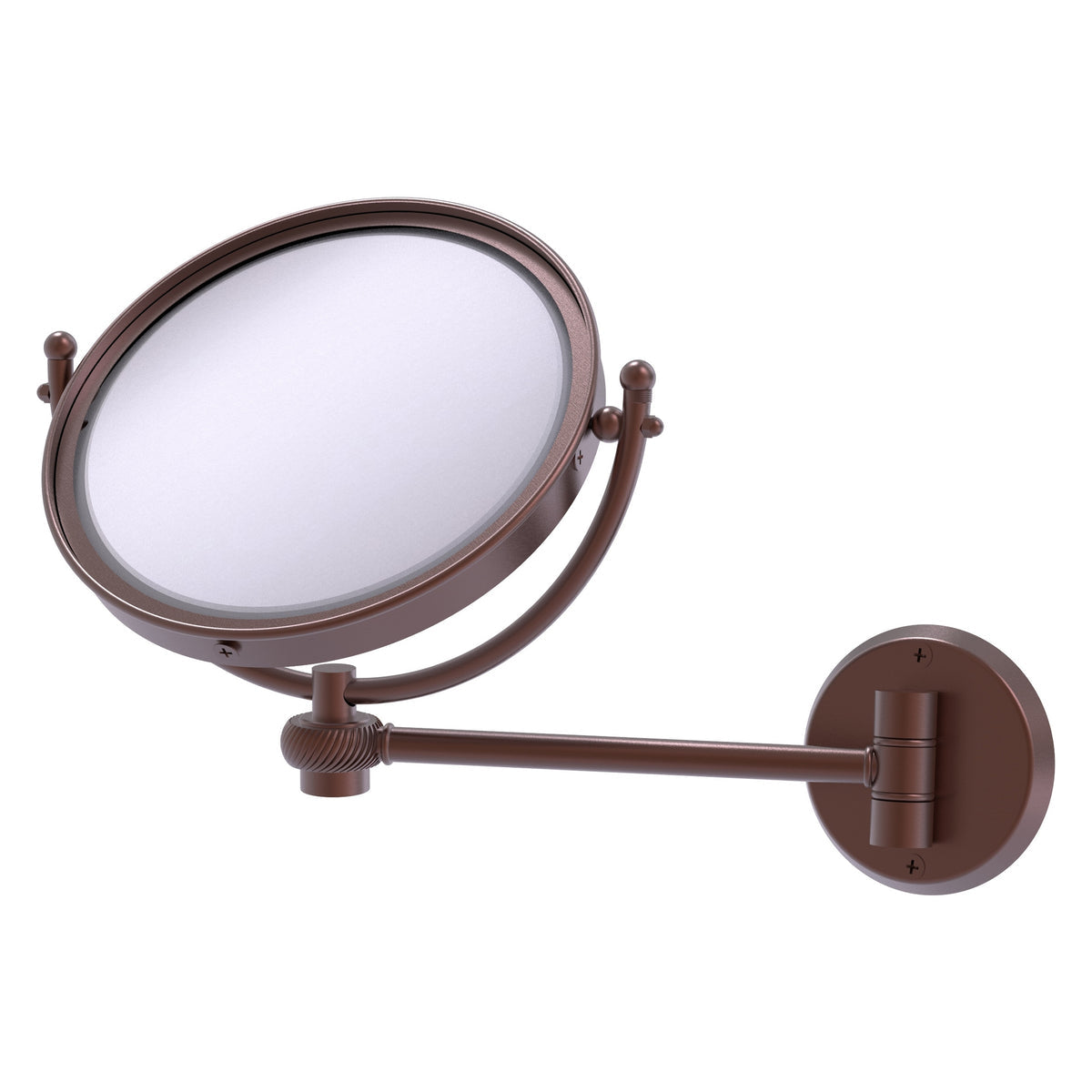 Allied Brass WM-5T/4X-CA 8" Antique Copper Wall-Mounted Make-Up Mirror With 4X Magnification