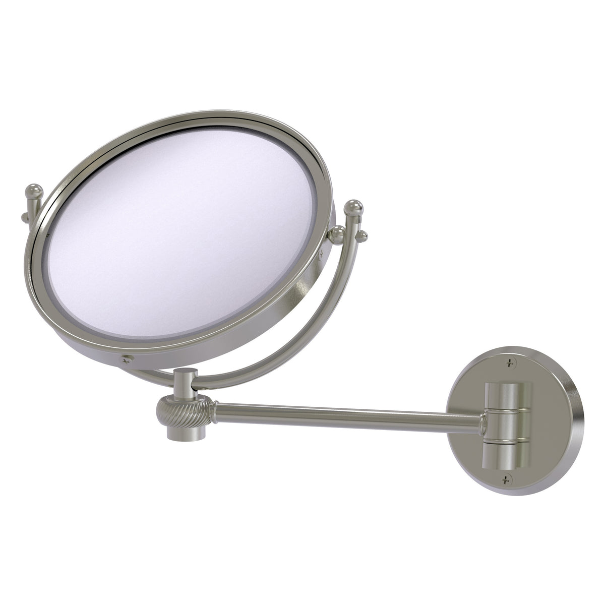Allied Brass WM-5T/5X-SN 8" Satin Nickel Wall-Mounted Make-Up Mirror With 5X Magnification
