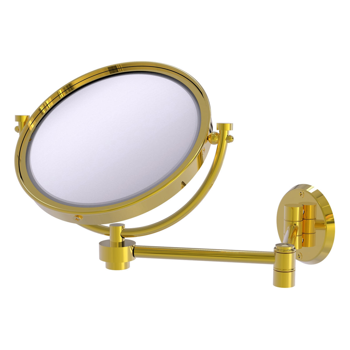 Allied Brass WM-6/3X-PB 8" Polished Brass Wall-Mounted Extending Make-Up Mirror With 3X Magnification