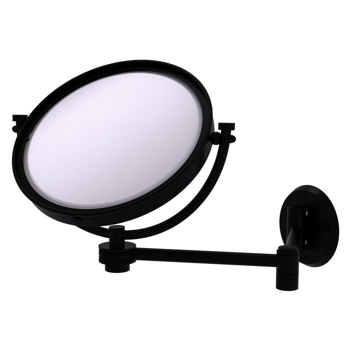 Allied Brass WM-6D/2X-BKM 8" Matte Black Wall-Mounted Extending Make-Up Mirror With 2X Magnification