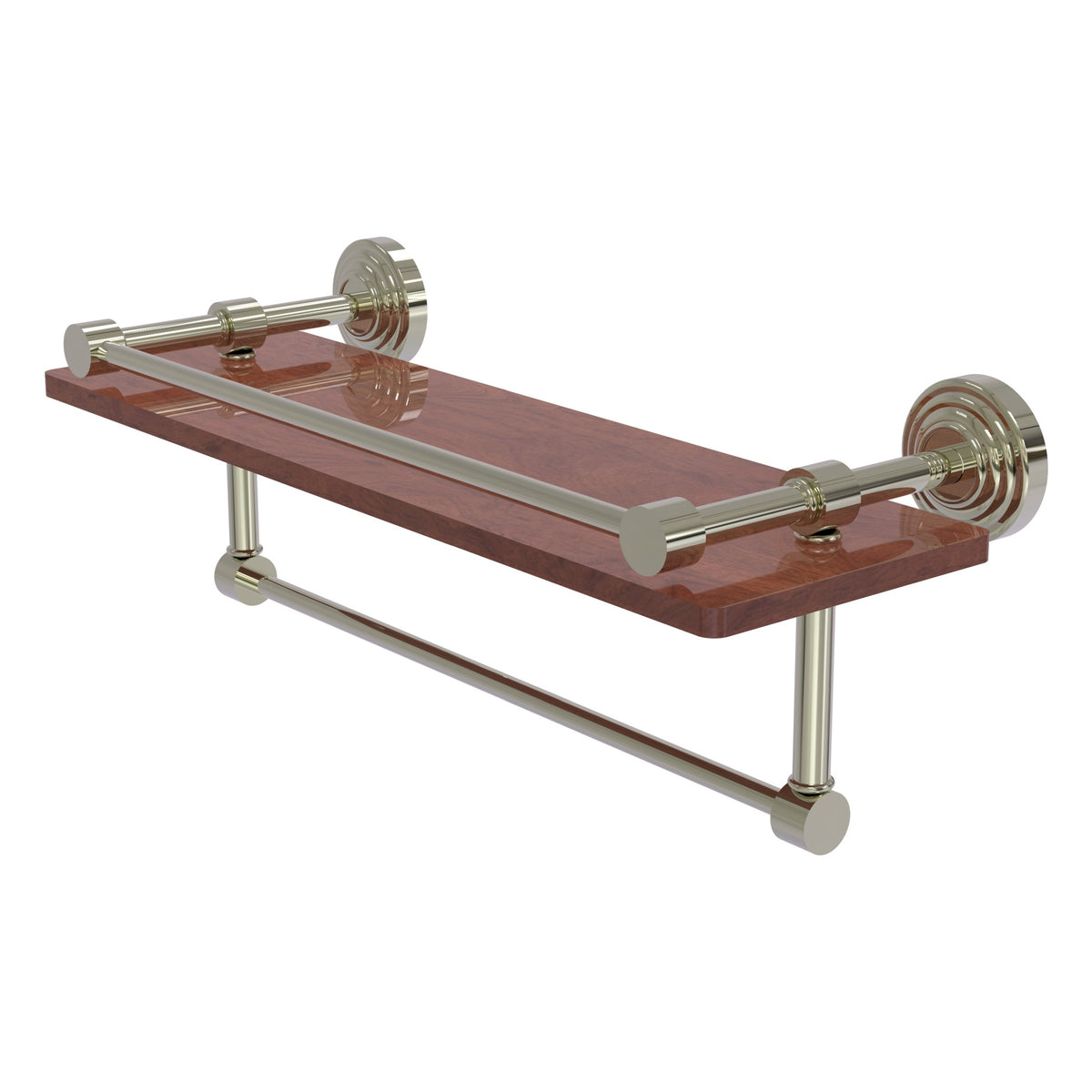 Allied Brass WP-1-16TB-GAL-IRW-PNI Waverly Place 16" Polished Nickel IPE Ironwood Shelf