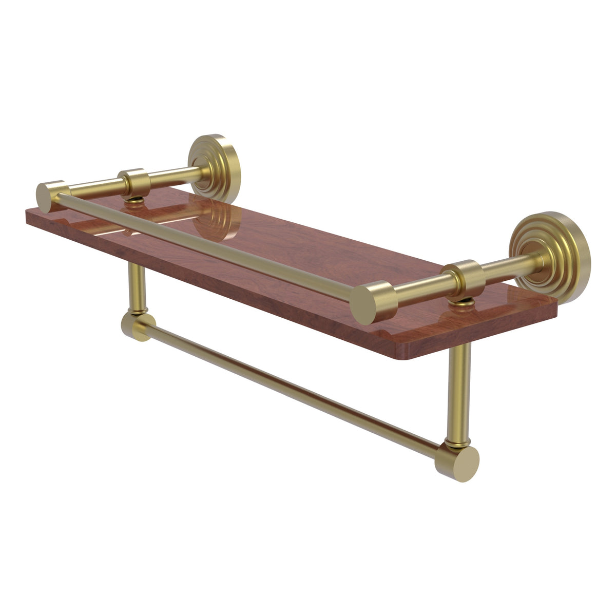 Allied Brass WP-1-16TB-GAL-IRW-SBR Waverly Place 16" Satin Brass IPE Ironwood Shelf