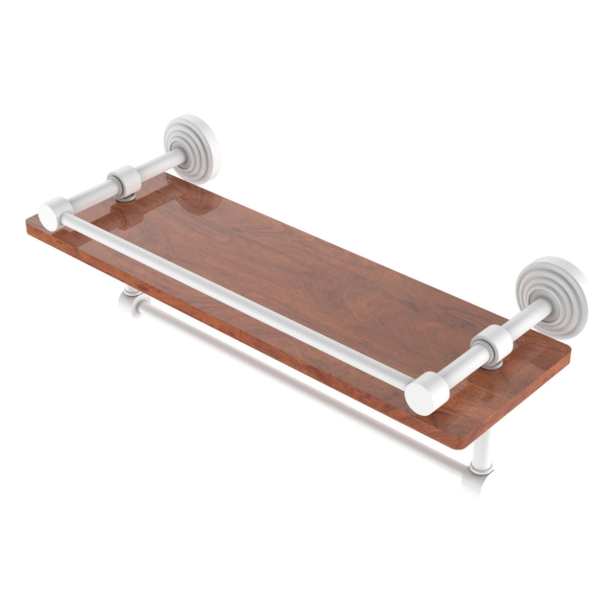 Allied Brass WP-1-16TB-GAL-IRW-WHM Waverly Place 16" Matte White IPE Ironwood Shelf