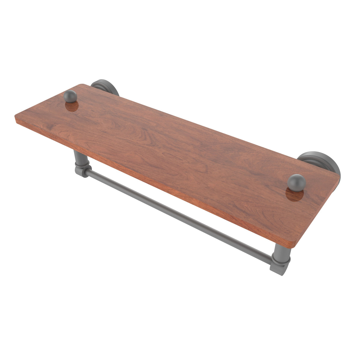 Allied Brass WP-1-16TB-IRW-GYM Waverly Place 16" Matte Gray Solid IPE Ironwood Shelf