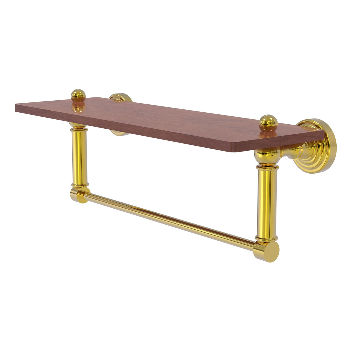 Allied Brass WP-1-16TB-IRW-PB Waverly Place 16" Polished Brass Solid IPE Ironwood Shelf