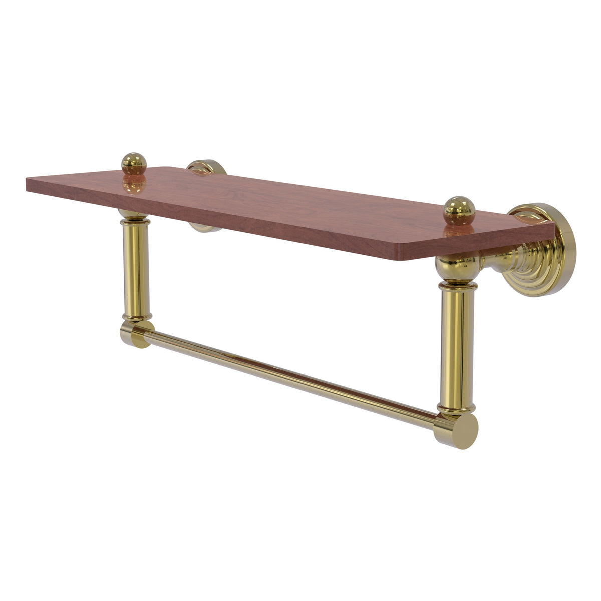 Allied Brass WP-1-16TB-IRW-UNL Waverly Place 16" Unlacquered Brass Solid IPE Ironwood Shelf