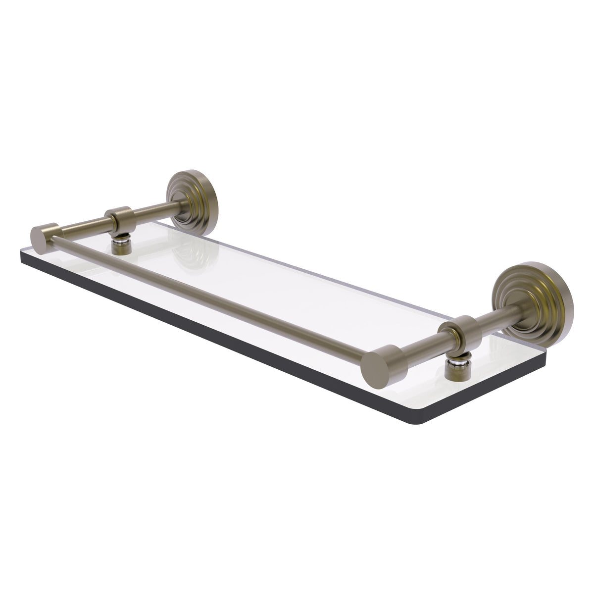 Allied Brass WP-1/16-GAL-ABR Waverly Place 16" Antique Brass Tempered Glass Shelf